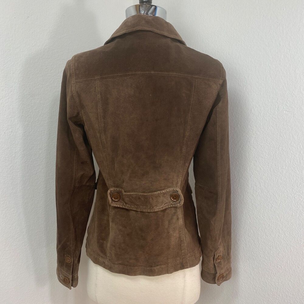 Vintage Eddie Bauer Seattle Suede Brown Jacket SM Washable Button Front Pocket - Picture 10 of 16